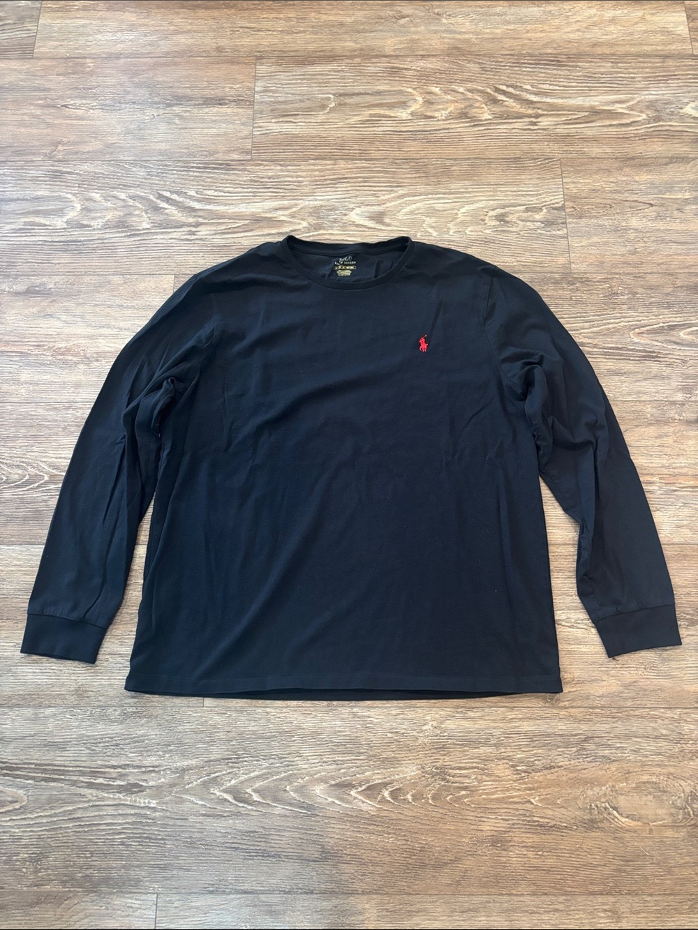 Polo Ralph Lauren Black Classic Long Sleeve T Shirt Red Pony Crewneck Size XL